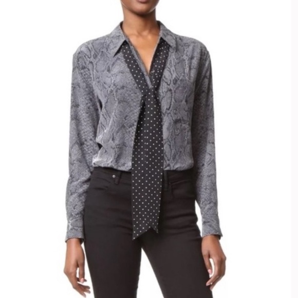 EQUIPMENT FEMME Kate Moss Daddy Python Print 100% Silk Button Down Blouse - Picture 1 of 8